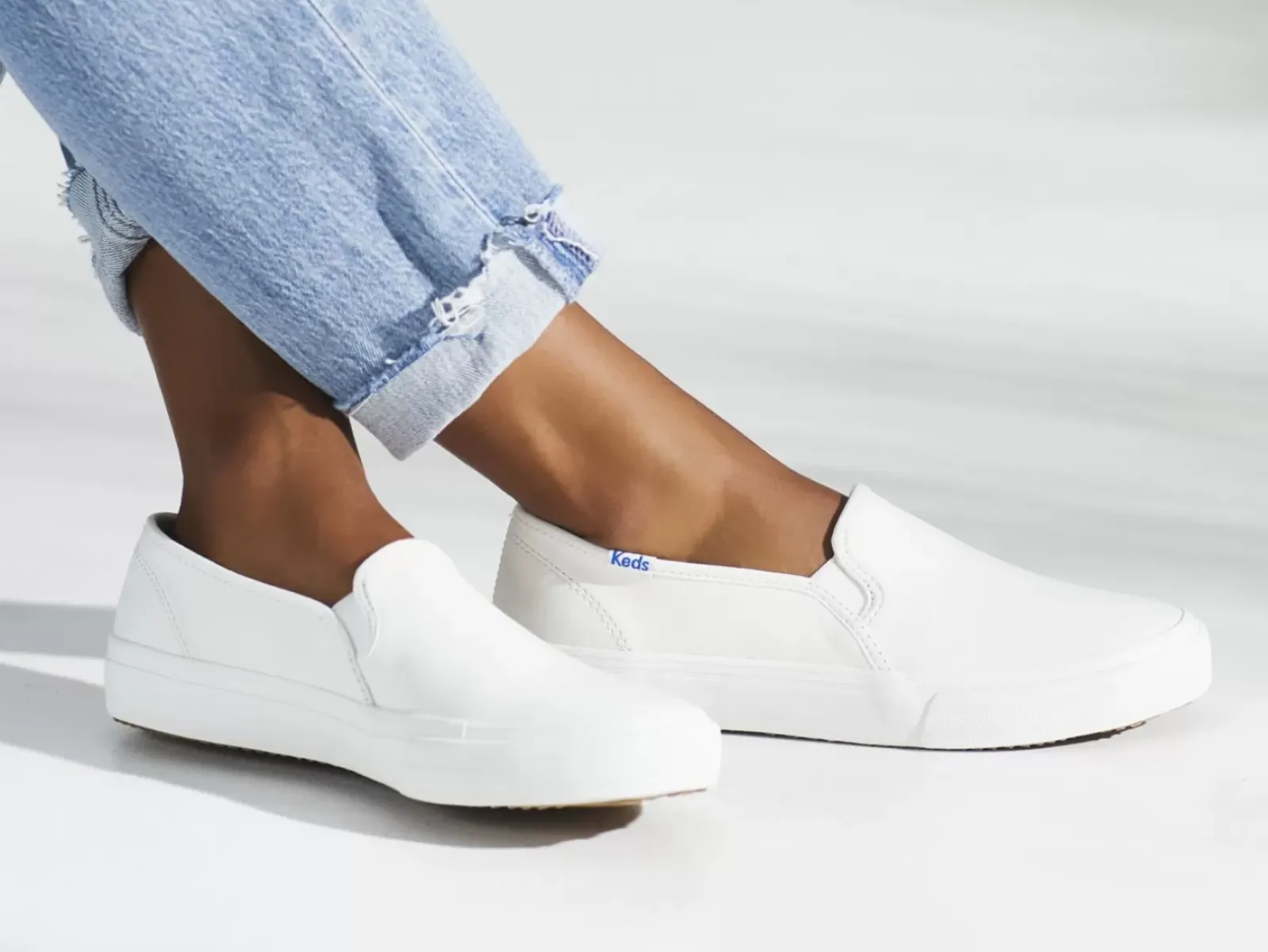Women's Double Decker Leather Slip On Sneaker<Keds